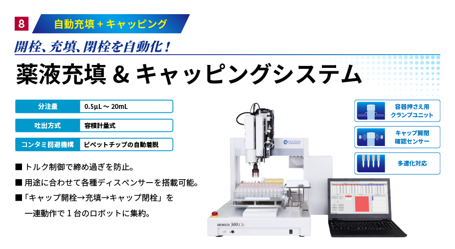 薬液充填&キャッピングシステム(ピペット式)